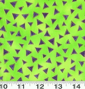 1 Yard Lime Metallic Basic Triangles by Laurel Burch 100% Cotton Quilt Fabric Y0841-18M