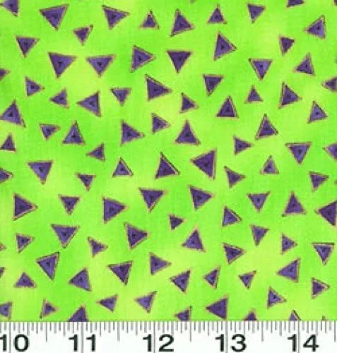 1 Yard Lime Metallic Basic Triangles by Laurel Burch 100% Cotton Quilt Fabric Y0841-18M