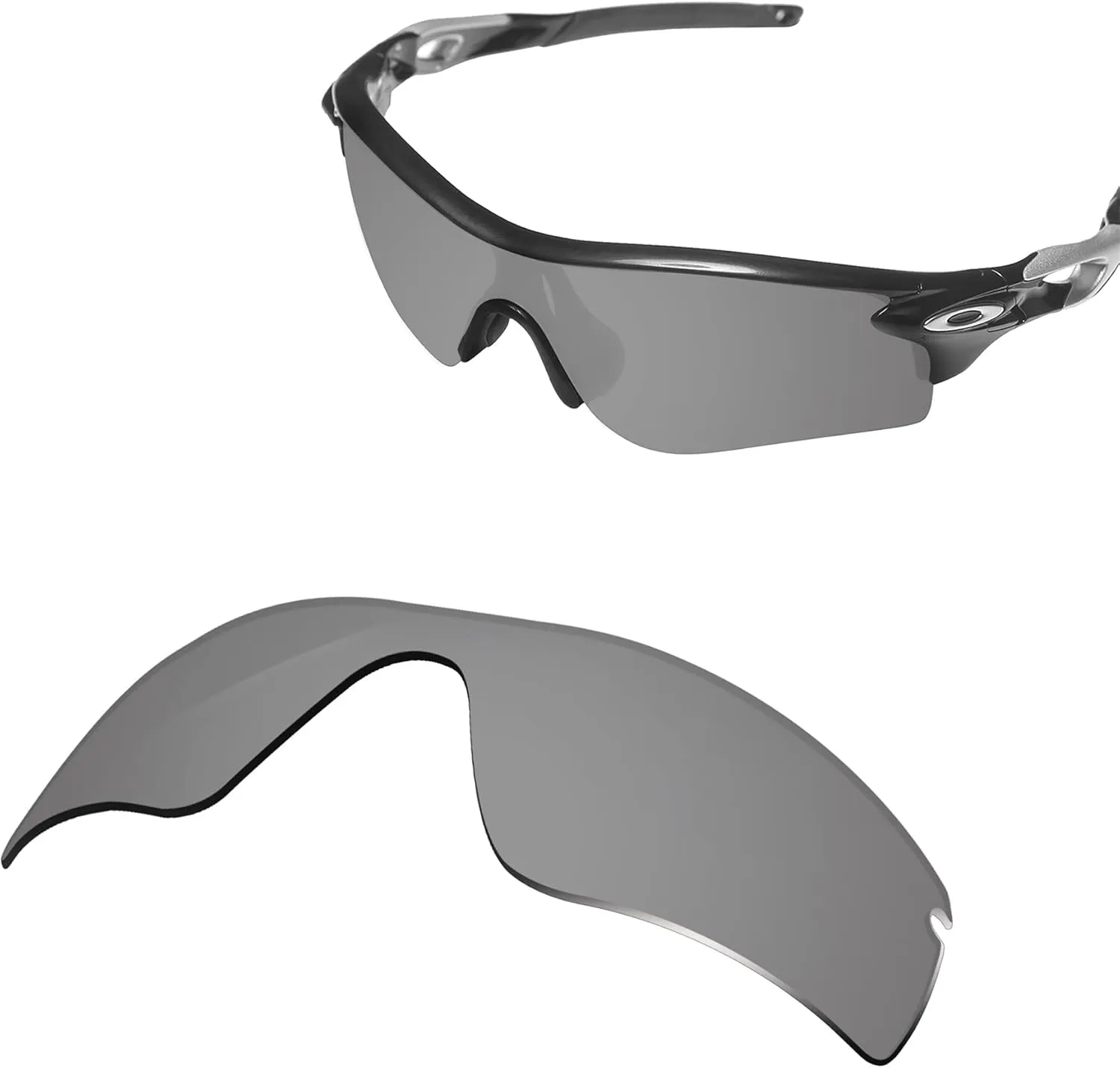 100% Precise-Fit Replacement Sunglass Lenses for Oakley RadarLock Path OO9181 / RadarLock Path Asian Fit OO9206 - Polarized Metallic Silver Mirror