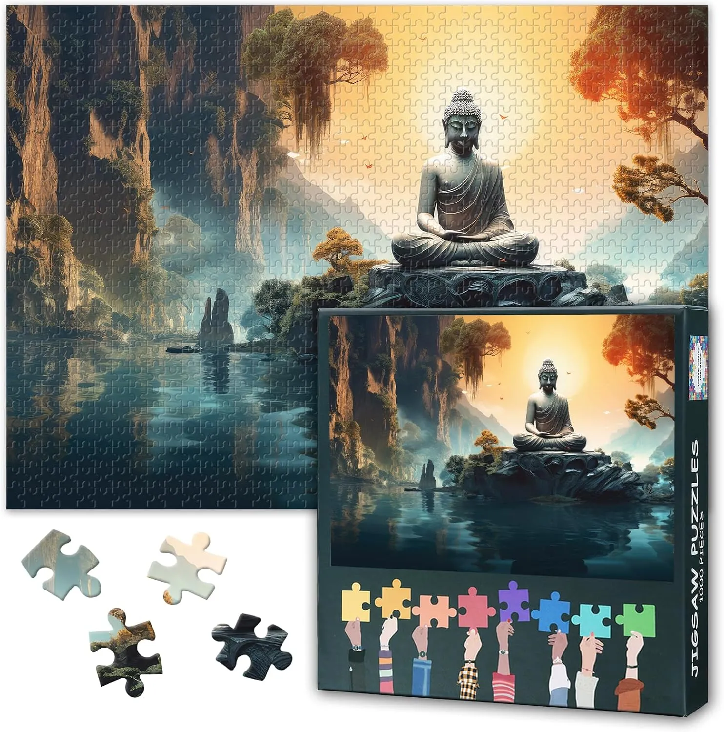 1000 Piece Puzzle for Adults: Intricate Buddha Mandala Jigsaw Puzzles Artwork, Challenging Puzzles for Home Decor & Meditation Practice 27.5"x19.6"/70 * 50cm