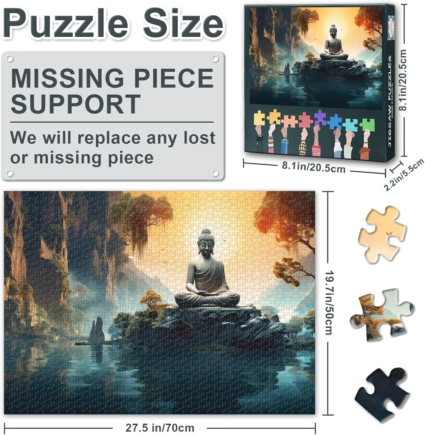 1000 Piece Puzzle for Adults: Intricate Buddha Mandala Jigsaw Puzzles Artwork, Challenging Puzzles for Home Decor & Meditation Practice 27.5"x19.6"/70 * 50cm