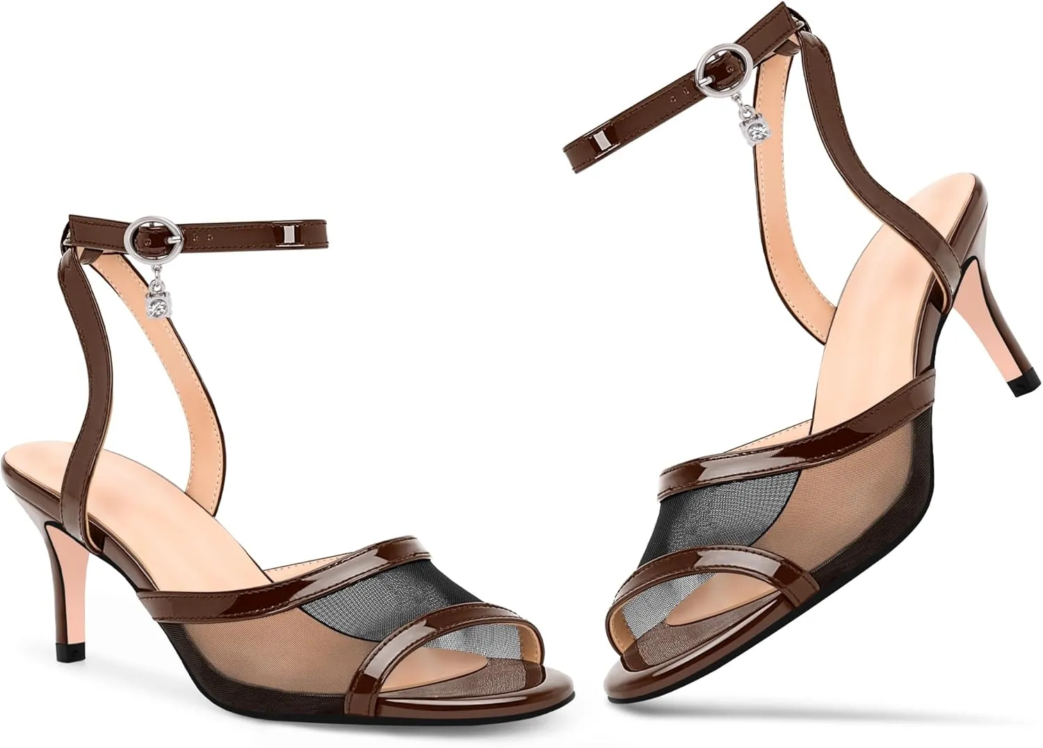 100FIXEO Women's High Heel Sandals - Fashionable Silver Open-Toe Summer Shoes for Weddings, Parties, Office & Evening Events