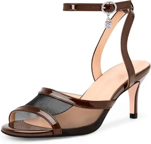 100FIXEO Women's High Heel Sandals - Fashionable Silver Open-Toe Summer Shoes for Weddings, Parties, Office & Evening Events