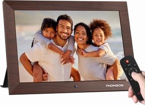 10.1" Digital Picture Frame with Remote Control, 1280 * 800 IPS Full View Ultra Clear Screen, Wooden Frame, Share Videos Photos Send Wishes Auto-Rotate Slideshow Non-WiFi