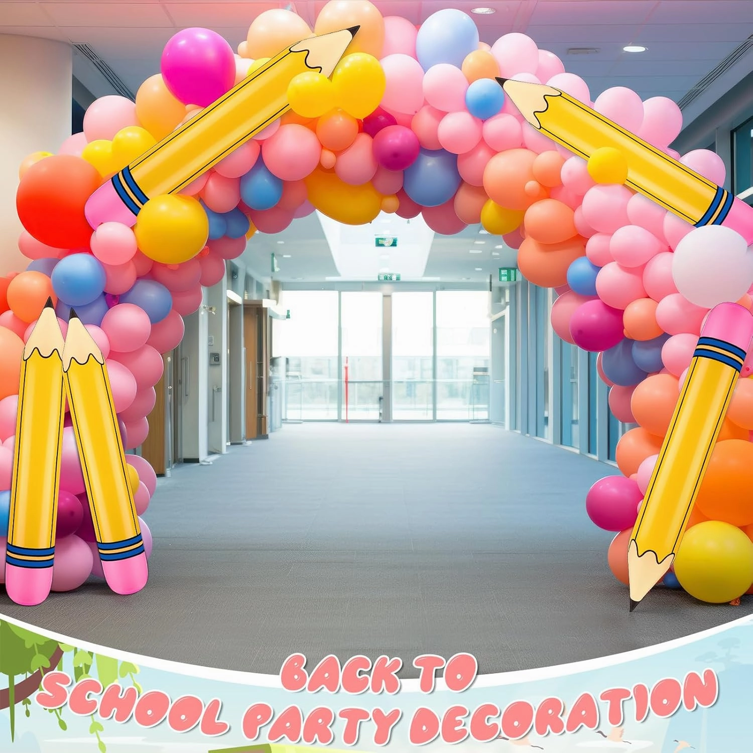 12 Pcs Giant Large Inflatable Pencil Birthday Party Favors Blow up Pencil Balloon Hanging Classroom Decoration Back to School Graduation Decor for Classroom Photo Prop(Yellow,44 Inch)