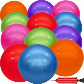 12 Pcs Inflatable Bouncy Balls with Hand Air Pump for Indoor Outdoor Play Balls