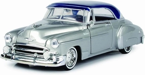1950 Chevy Bel Air Lowrider Silver Metallic with Blue Metallic Top Get Low Series 1/24 Diecast Model Car by Motormax 79026