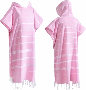 1pcs Turkish Cotton Surf Poncho Changing Towel Swim Robe with Pocket Plus Size Swim Cover Up Wearable Towel Hooded Beach Towel for Adult Man Women Beach Pool (Pink, M)