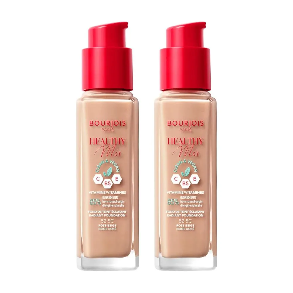 2 x Bourjois Healthy Mix Clean and Vegan Foundation 30ml - 52.5C Rose Beige