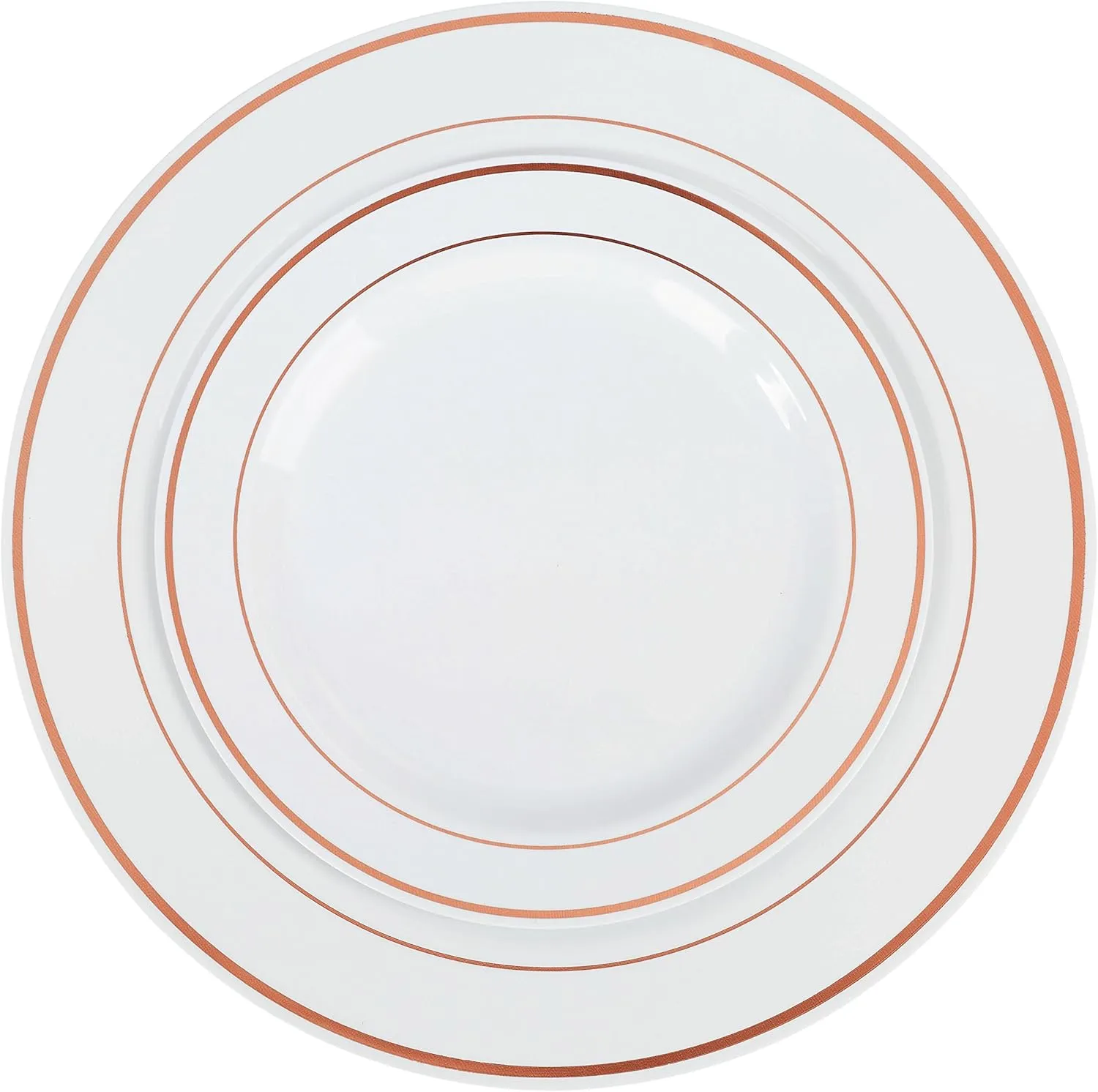 200 Piece Heavyweight Party Disposable Plastic Plates and Cutlery Set Includes 40 Dinner Plates 40 Dessert Plates and 40 Pieces of Glossy Silver Plastic Forks Knives and Spoons (Rose Gold)