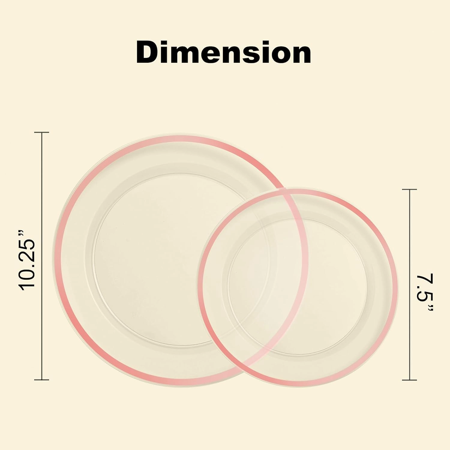 200PCS Rose Gold and Clear Plastic Plates, Rose Gold Disposable Plate Set with 100 Dinner Plates and 100 Dessert Plates for Party