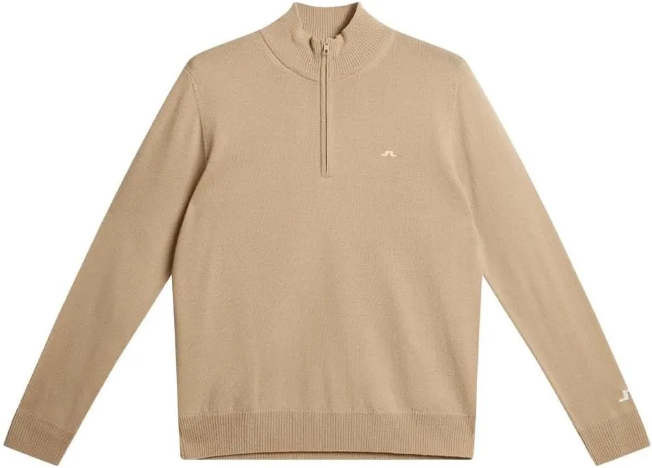 2024 J.Lindeberg Kian Zipped Golf Pullover Safari Beige Medium