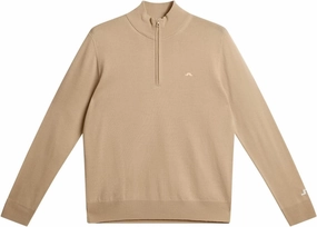 2024 J.Lindeberg Kian Zipped Golf Pullover Safari Beige Small