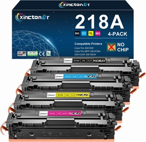 218A Toner Cartridges 4 Pack (No Chip) Compatible Replacement for HP 218A 218X Toner for Color Laser Jet Pro MFP 3301fdw 3201dw 3301cdw 3301sdw Printer W2180A W2180X High Yield Ink Set (BK/C/M/Y)