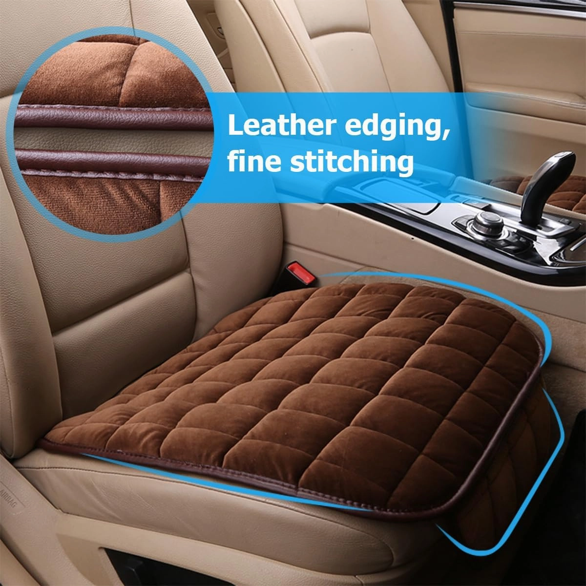 2PCS Car Seat Cushion, Automotive Breathable Comfort Memory Foam Thin Driver Seat Pad with Non-Slip Rubber Bottom & Storage Pouch, Universal for Vehicle Truck Van SUV Office Chair (Coffee)
