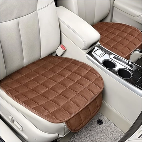2PCS Car Seat Cushion, Automotive Breathable Comfort Memory Foam Thin Driver Seat Pad with Non-Slip Rubber Bottom & Storage Pouch, Universal for Vehicle Truck Van SUV Office Chair (Coffee)