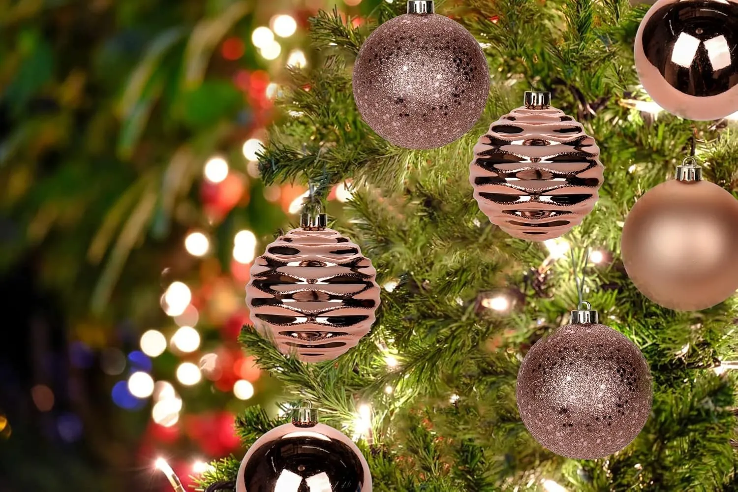 3.15" Rose Gold Christmas Ornaments for Christmas Tree 12 Pcs Medium Shatterproof Balls Christmas Tree Decorations Xmas Ornaments Balls with Hanging Loop for Wedding Holiday Party Wreath Home Decor