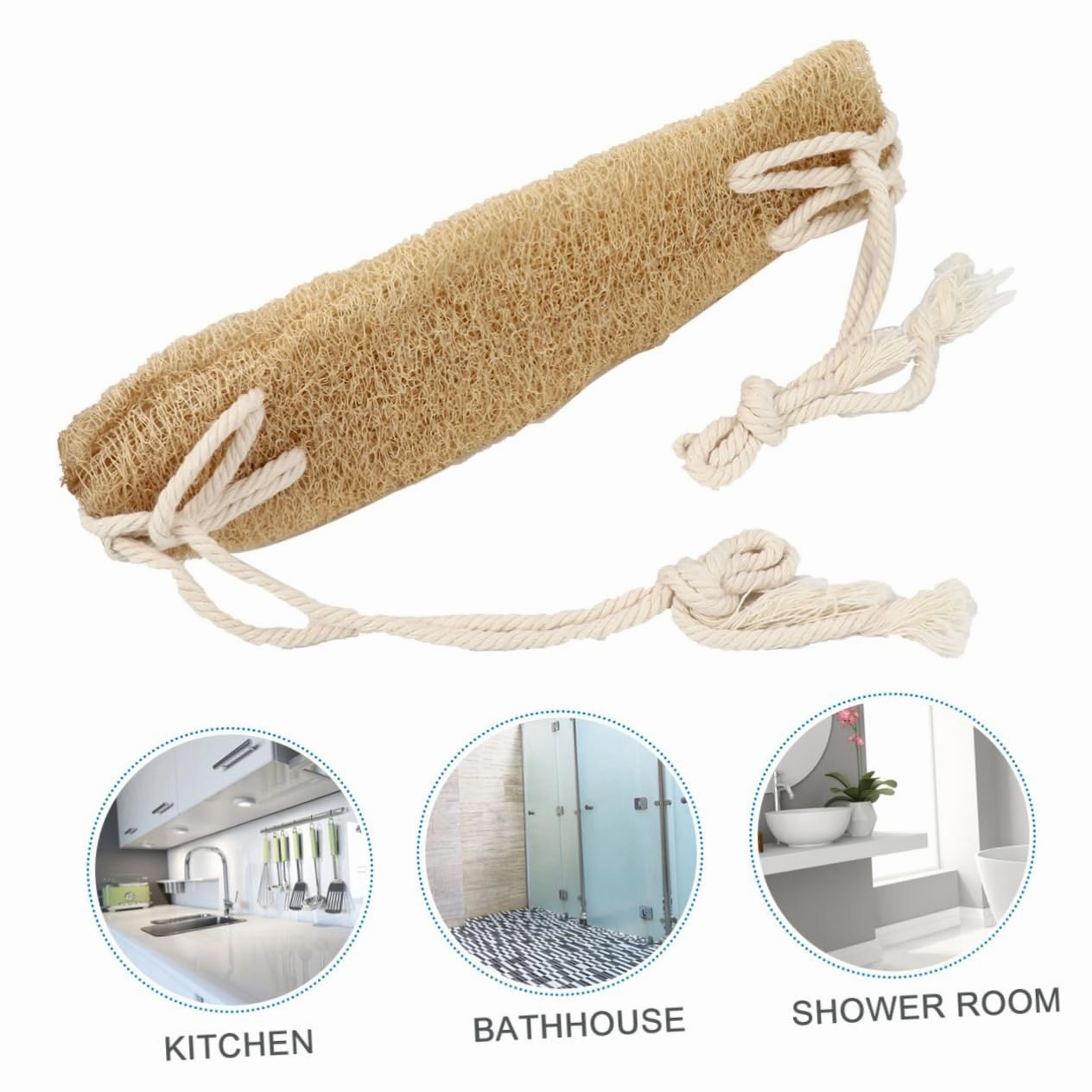 3pcs Exfoliating Loofah Back Scrubber Strap for Shower Natural Cotton Material Soft and Comfortable Back Washer for Deep Cleaning Bathing Accessory for Body Care