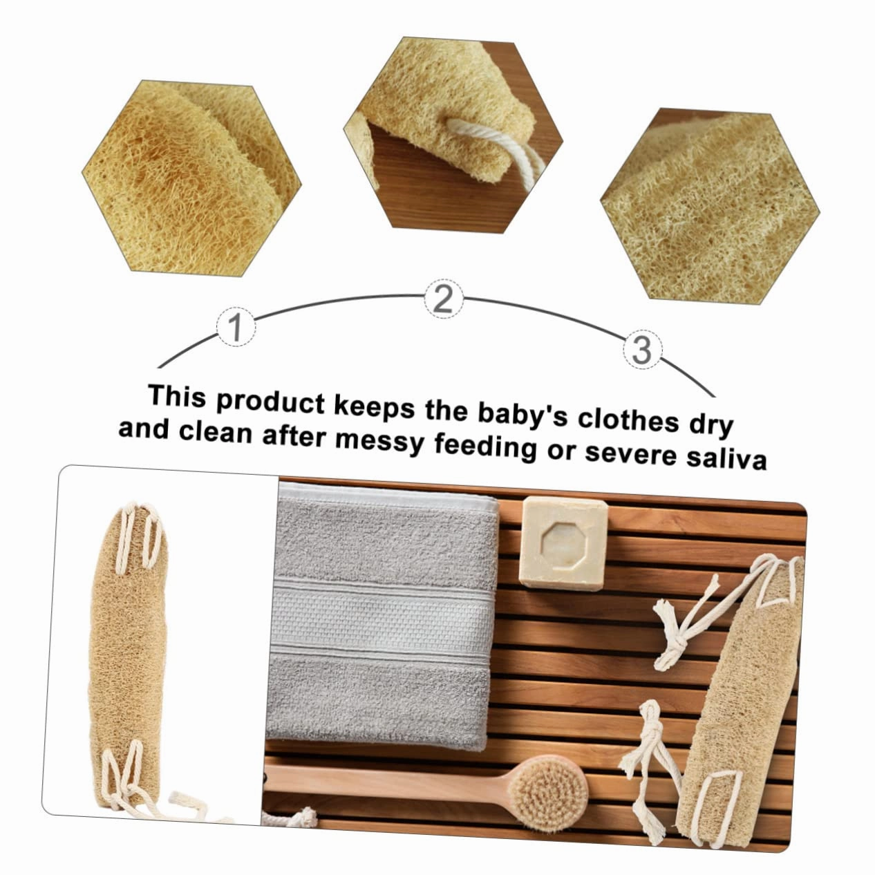 3pcs Exfoliating Loofah Back Scrubber Strap for Shower Natural Cotton Material Soft and Comfortable Back Washer for Deep Cleaning Bathing Accessory for Body Care