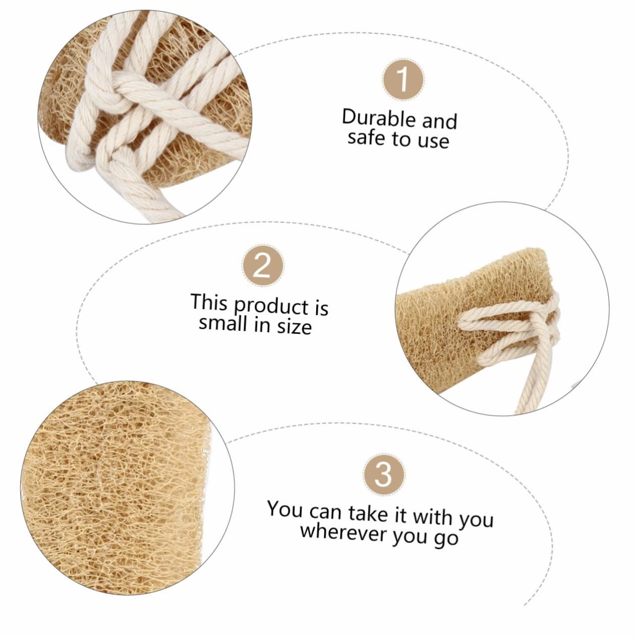 3pcs Exfoliating Loofah Back Scrubber Strap for Shower Natural Cotton Material Soft and Comfortable Back Washer for Deep Cleaning Bathing Accessory for Body Care