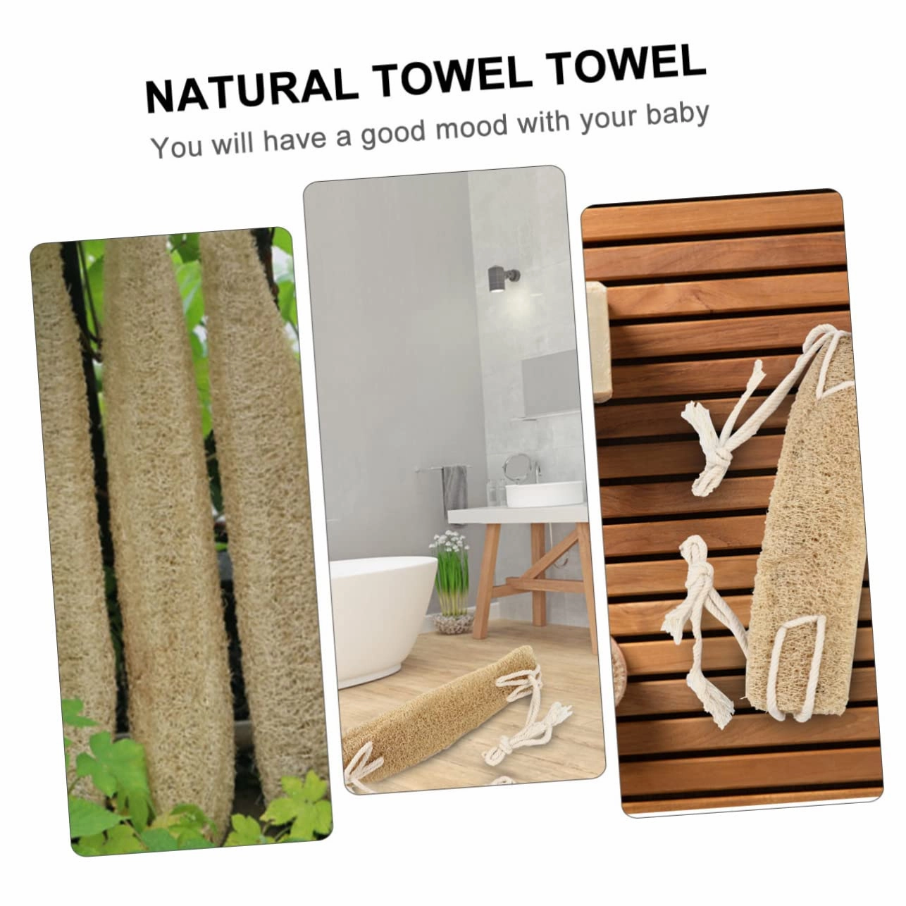 3pcs Exfoliating Loofah Back Scrubber Strap for Shower Natural Cotton Material Soft and Comfortable Back Washer for Deep Cleaning Bathing Accessory for Body Care