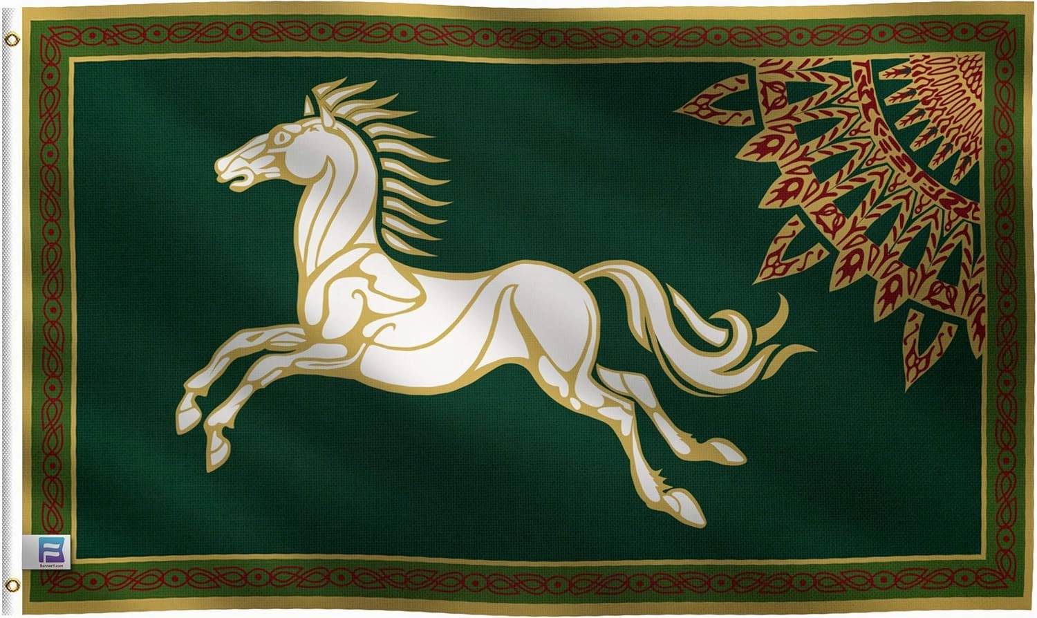 3x5 ft LOTR Rohan Horse Flag: 100% Polyester Banner, Brass Grommets & Strong Canvas Header, For Use Outdoor or Indoor (Double Sided)