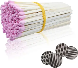 4-Inch Pink Safety Matches, 100 Count Long Wooden Matchsticks for Candles, Fireplaces, and Decor