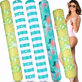 4 Pack Inflatable Pool Noodle Floats for Adults Soft Fabric Covered Large Swimming Pool Noodles for Floating for Summer Vacation Sea Beach Lake Exercise Party
