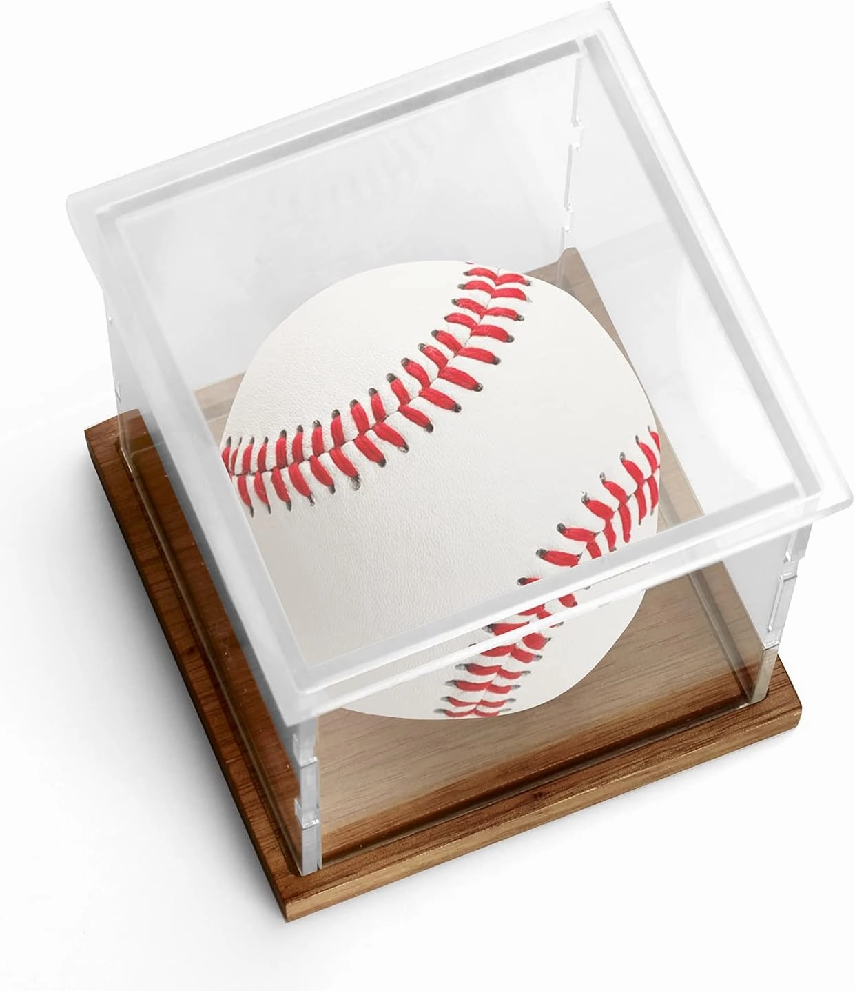 4-Pack Premium Wooden Baseball Display Case, Clear Acrylic Baseball Stand Holder – UV-Protective, Dust-Proof, Easy Assembly, Wonderful for Autographed or Collectible Baseballs