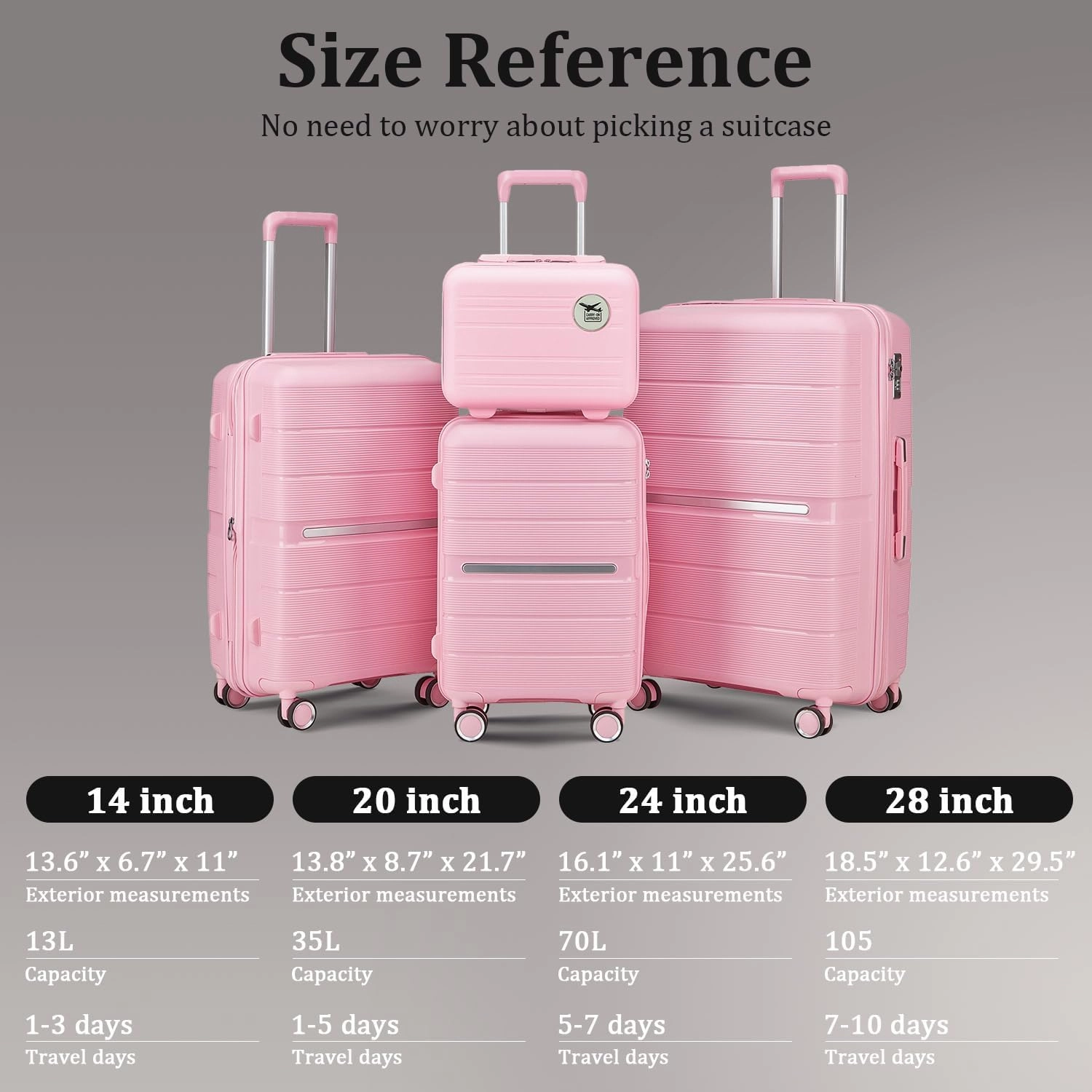 4-Piece Hardshell Luggage Set with TSA Locks, Expandable Suitcases and Silent Spinner Wheels - Vibrant Colors for Easy Identification (14/20/24/28 Inch) - Family Travel Suitcase Sets