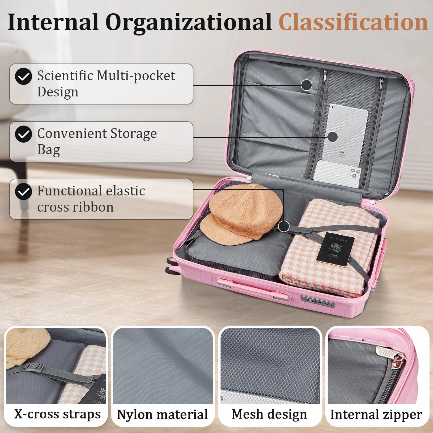 4-Piece Hardshell Luggage Set with TSA Locks, Expandable Suitcases and Silent Spinner Wheels - Vibrant Colors for Easy Identification (14/20/24/28 Inch) - Family Travel Suitcase Sets