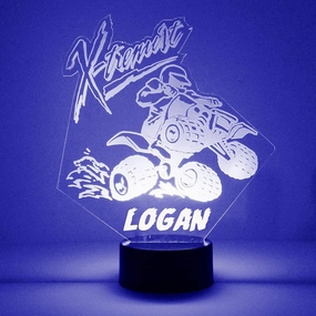 4 Wheeler Custom LED Sign Night Light Lamp with Remote - Personalized Name or Image Display, Clear Acrylic Light Up Home Decor, 16 Colors & 4 Modes - Made in The USA