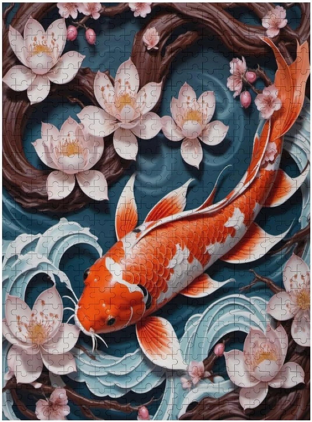 500 Piece Puzzles for Adults, Jigsaw Puzzles 500 Pieces for Adults, Puzzles for Adults 500 Pieces and Up Fish Fish and Cherry Blossoms 500 Piece Puzzle, Large Puzzles, Puzzle Games for Adults
