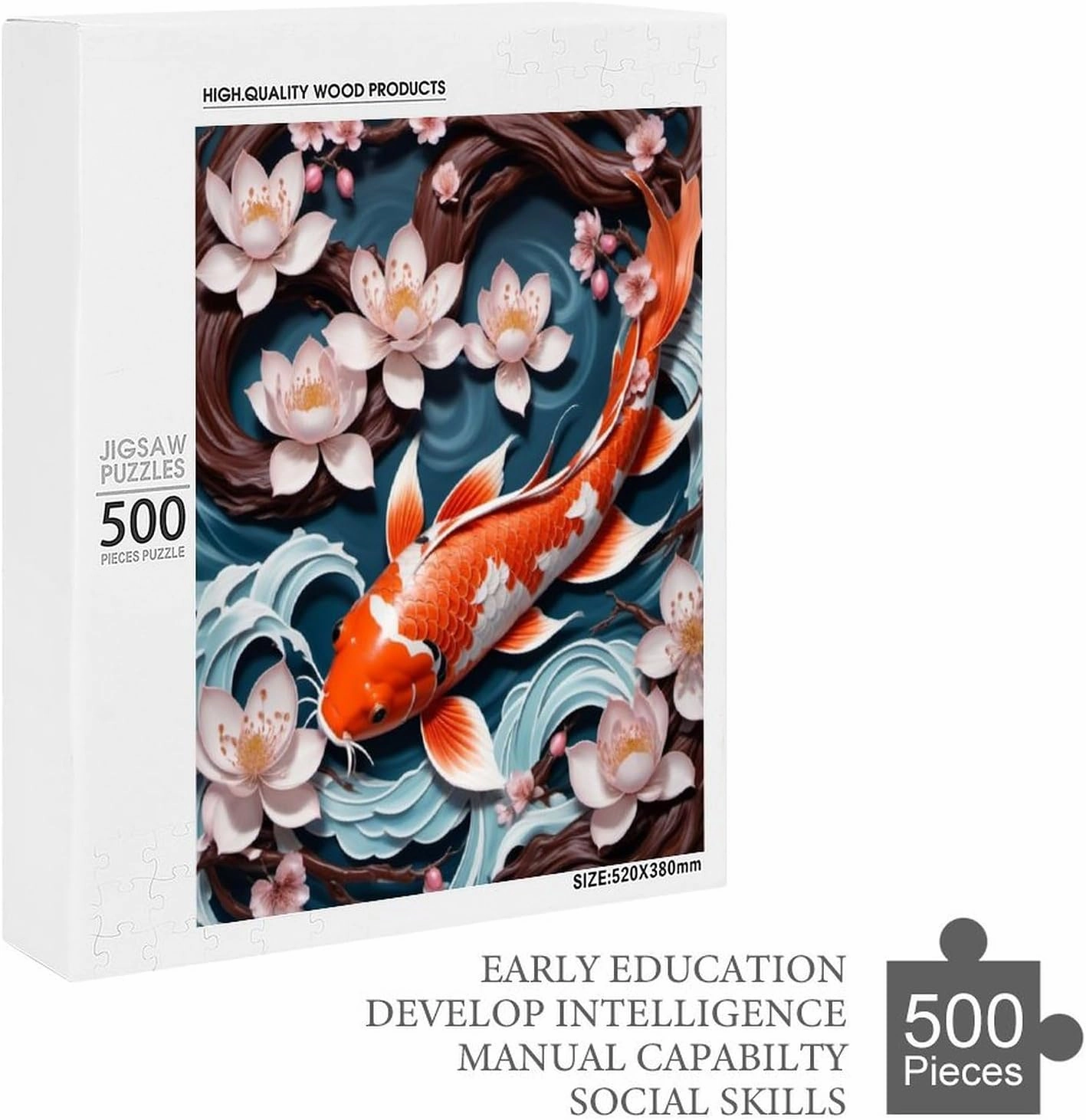 500 Piece Puzzles for Adults, Jigsaw Puzzles 500 Pieces for Adults, Puzzles for Adults 500 Pieces and Up Fish Fish and Cherry Blossoms 500 Piece Puzzle, Large Puzzles, Puzzle Games for Adults