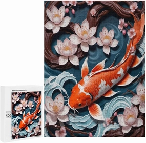 500 Piece Puzzles for Adults, Jigsaw Puzzles 500 Pieces for Adults, Puzzles for Adults 500 Pieces and Up Fish Fish and Cherry Blossoms 500 Piece Puzzle, Large Puzzles, Puzzle Games for Adults