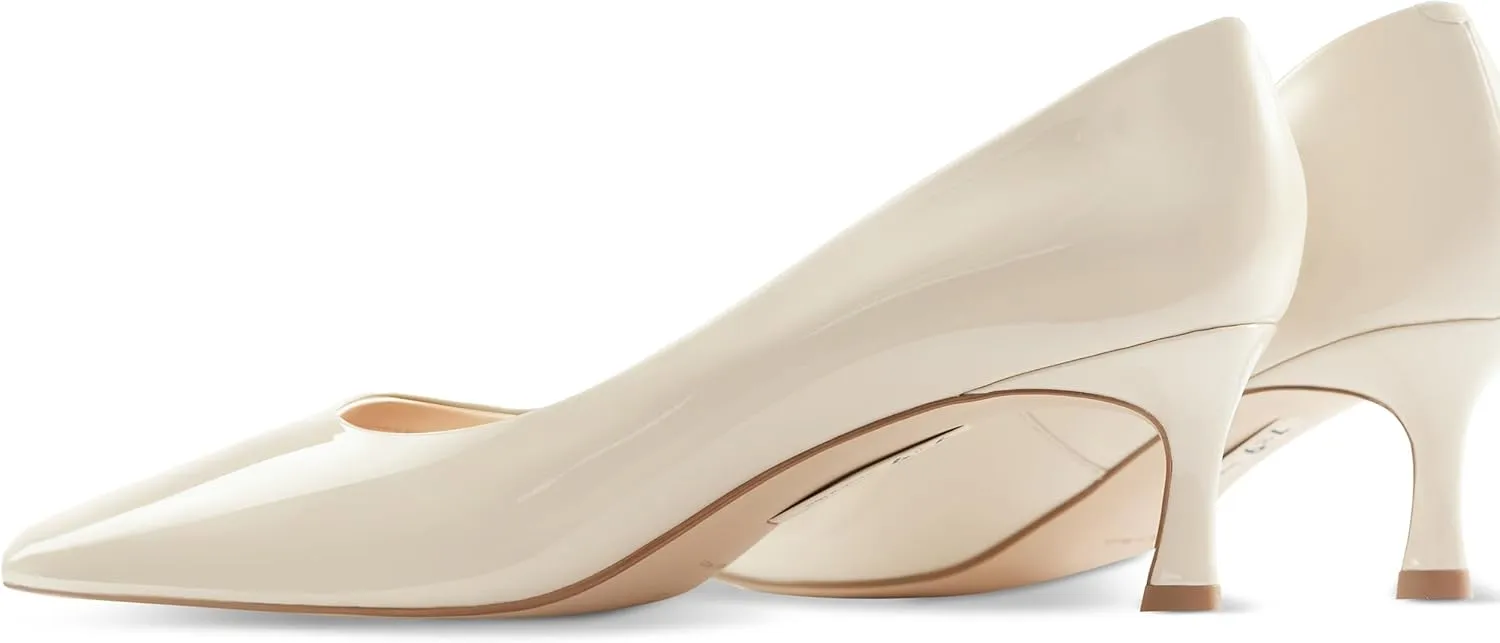 7or9 Nude Heels for Women Comfortable Women’s Pumps Breathable Lambskin White Heels Closed Toe Dressy Prom Heels 2"
