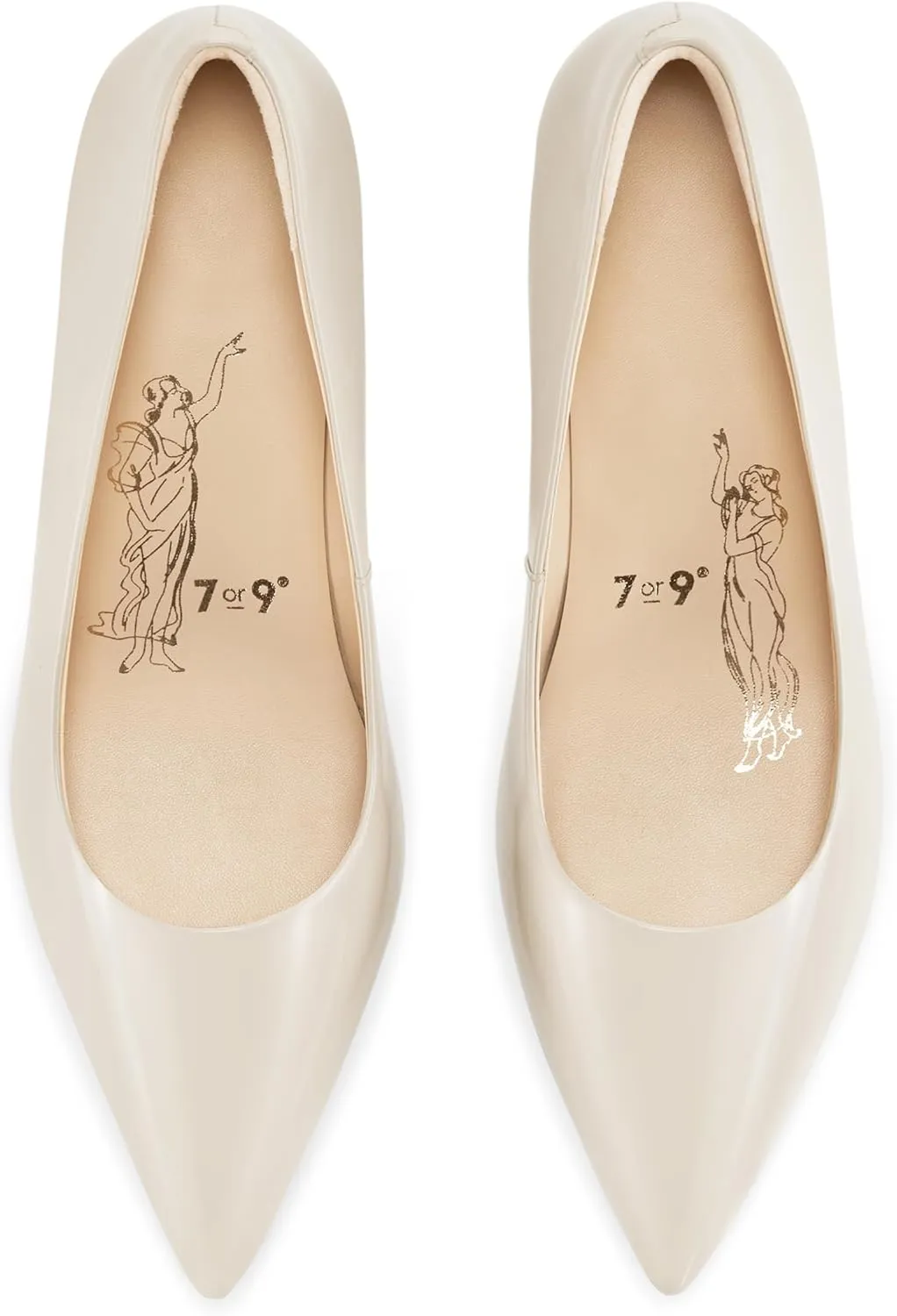 7or9 Nude Heels for Women Comfortable Women’s Pumps Breathable Lambskin White Heels Closed Toe Dressy Prom Heels 2"