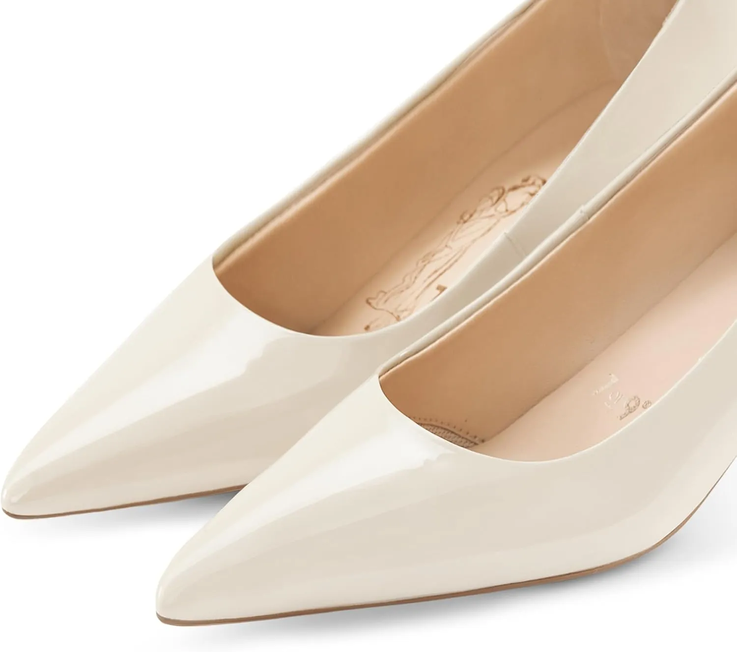 7or9 Nude Heels for Women Comfortable Women’s Pumps Breathable Lambskin White Heels Closed Toe Dressy Prom Heels 2"