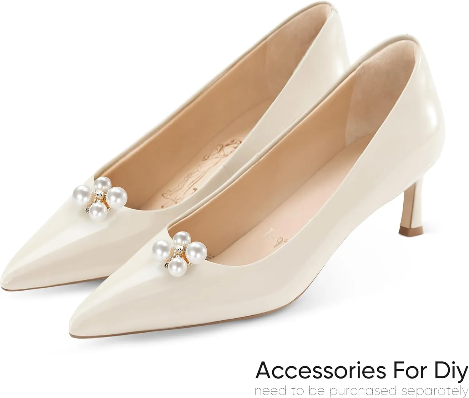 7or9 Nude Heels for Women Comfortable Women’s Pumps Breathable Lambskin White Heels Closed Toe Dressy Prom Heels 2"