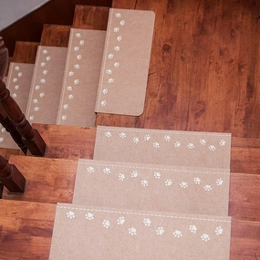 8.7"x30" Bear Claw Stair Treads for Wooden Steps(15 Pack) Stair Treads Machine Washable Stair Runner for Kids Elders and Pets Soft Polyester Stair Rugs and Mats,Beige