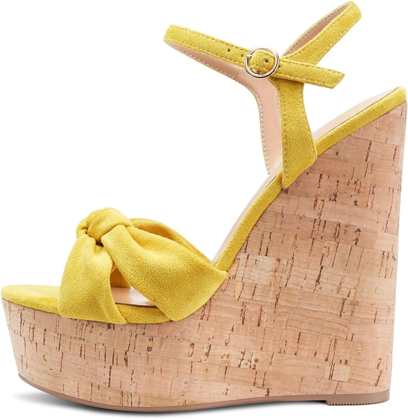 Aachcol Women Cork Wedge Sandals Platform High Heel Peep Open Toe Ankle Strap Slingback Clear Dress Shoes Classic Cute