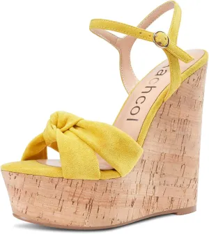 Aachcol Women Cork Wedge Sandals Platform High Heel Peep Open Toe Ankle Strap Slingback Clear Dress Shoes Classic Cute