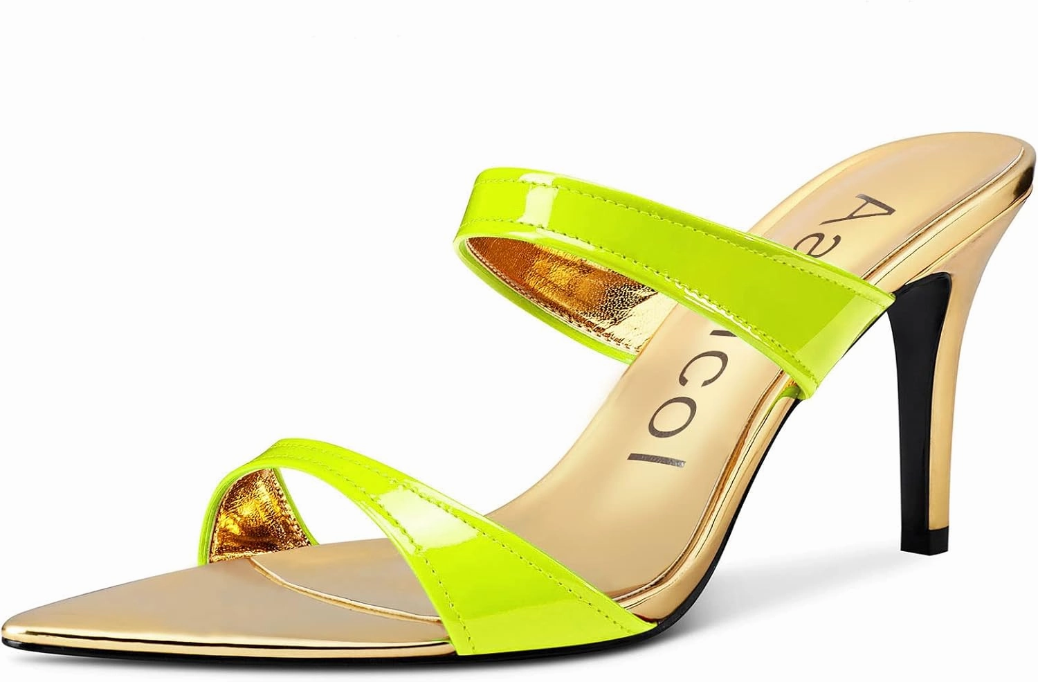 Aachcol Women Sandals Stiletto Mid Heel Peep Open Toe Slingback Slip-on Dress Shoes Party Clear Sexy 3.5 Inch