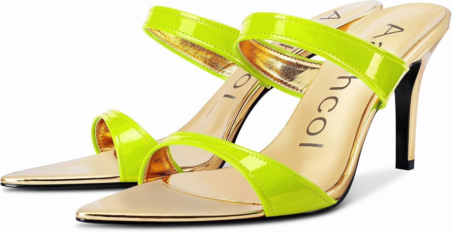Aachcol Women Sandals Stiletto Mid Heel Peep Open Toe Slingback Slip-on Dress Shoes Party Clear Sexy 3.5 Inch