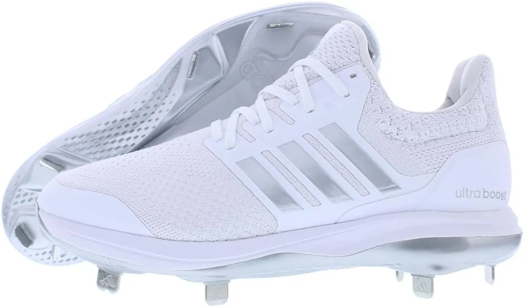adidas Ultraboost DNA 5.0 ID9622 White-Silver Men's Metal Baseball Cleats 9.5 US