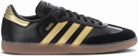 adidas Lionel Messi X Samba Men's Sneakers, Black/Gold Metallic/Gum, Size 8.5