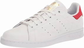 adidas Originals Women's Stan Smith Sneaker, White/Better Scarlet/Gold Metallic, 10