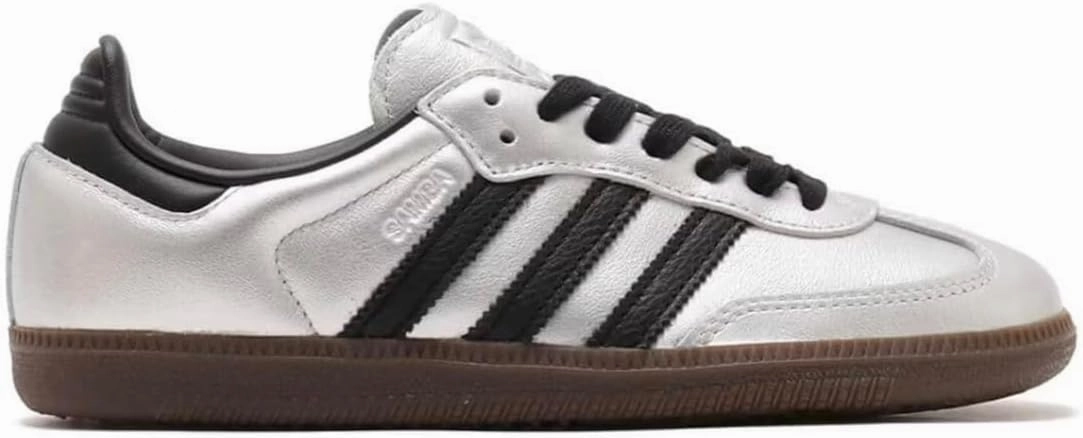 Adidas Samba OG Womens Sneaker (Silver Metallic Black Gum, 6)
