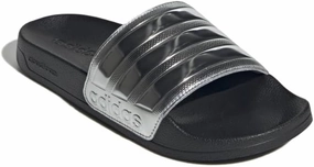adidas Unisex Adilette Shower Slide Sandal, Black/Silver Metallic/Silver Metallic, 9 US Men