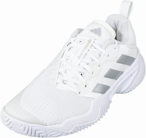 adidas Women's Barricade Sneaker, White/Silver Metallic/Grey One, 8.5